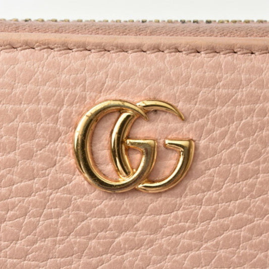 Luxury Gucci Wallet Luxury Gucci Long / Petit Marmont Leather Pink Beige Round 456117