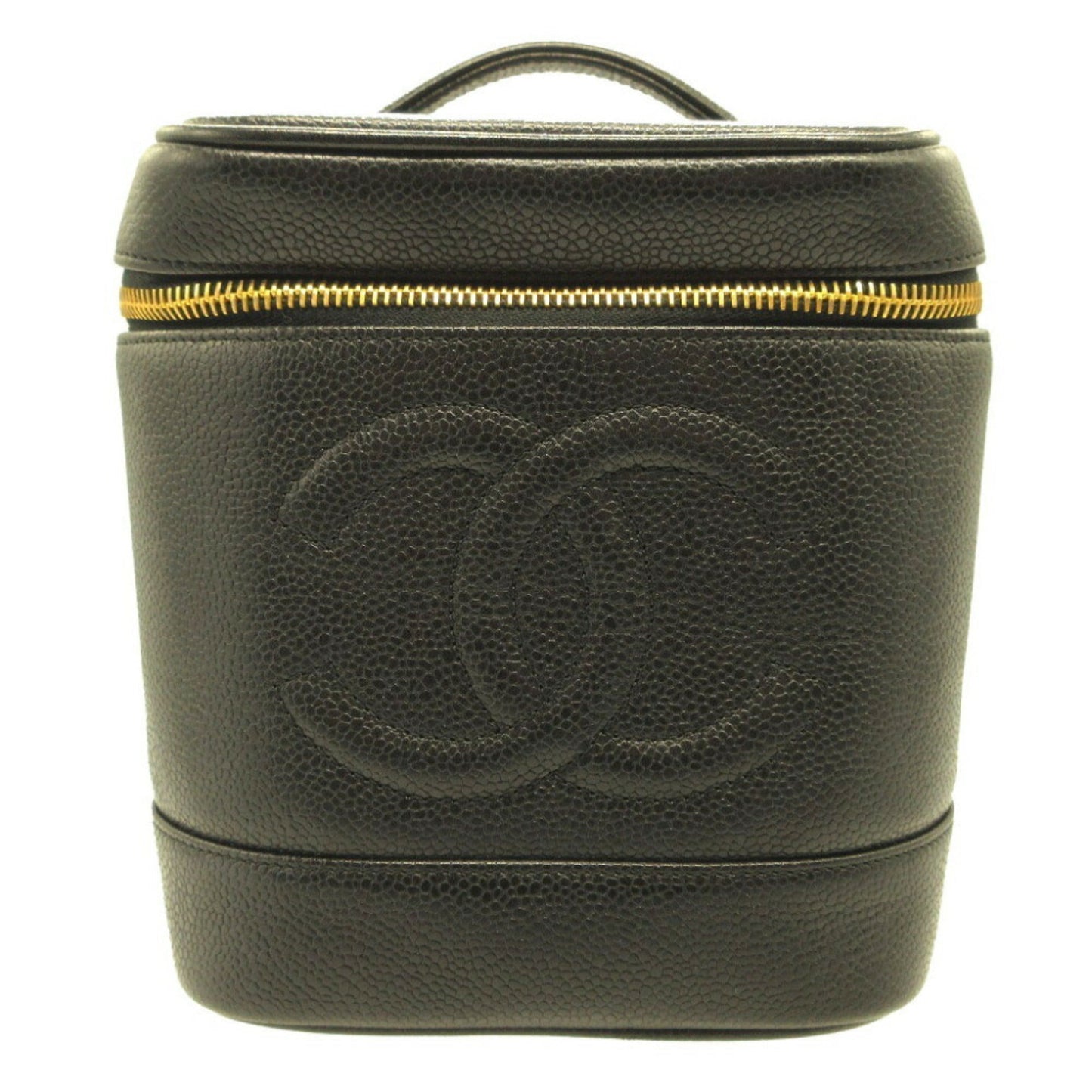 Luxury Chanel 4th series caviar skin black vanity bag