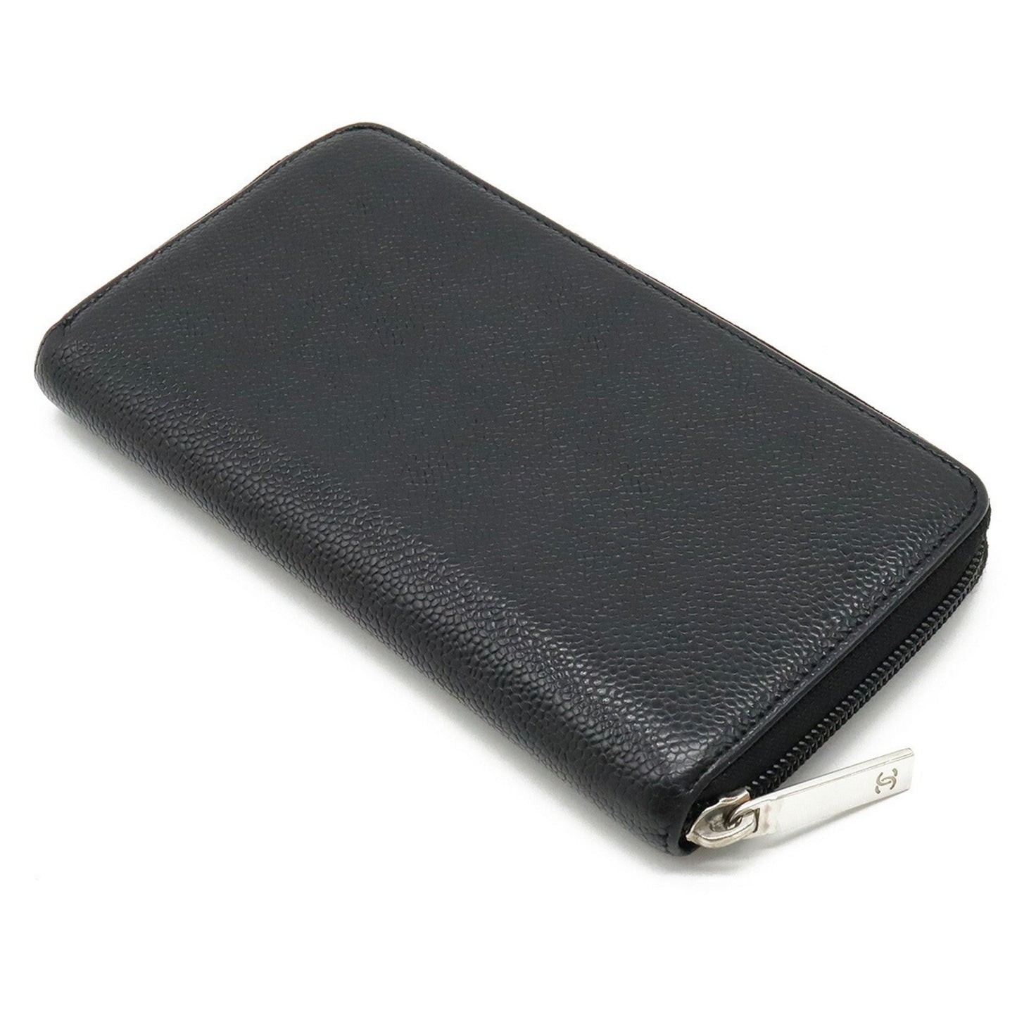 Luxury Chanel Caviar Skin Coco Mark Round Long Wallet Leather Black A50071