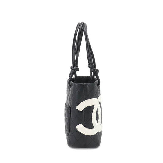 Luxury Chanel cambon line small tote bag leather black white A25166 vintage Cambon Line Small Tote Bag