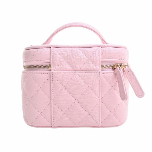Luxury Chanel Caviar Skin Matelasse Coco Mark Small Vanity Bag Shoulder Pink Ladies