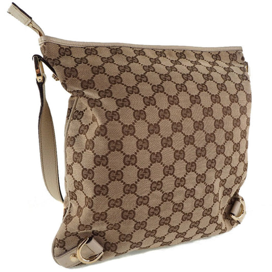 Luxury Gucci 131326 GG Canvas x Leather Beige Women's Shoulder Bag