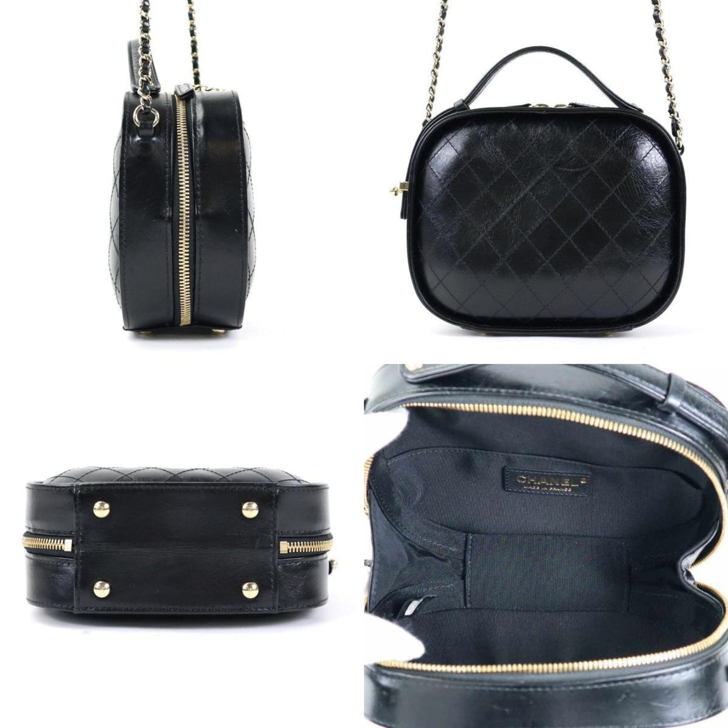 Luxury Chanel Crossbody Shoulder Bag Coco Mark Leather Black Ladies