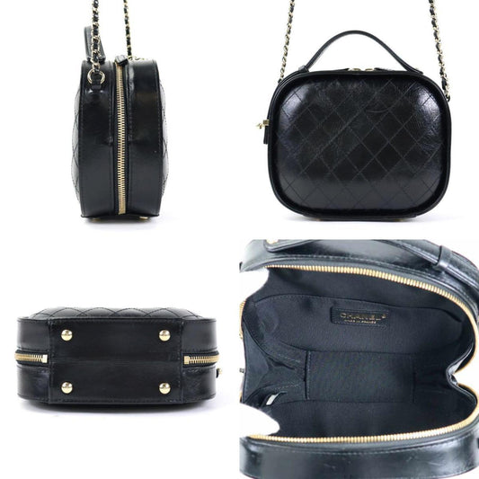 Luxury Chanel Crossbody Shoulder Bag Coco Mark Leather Black Ladies