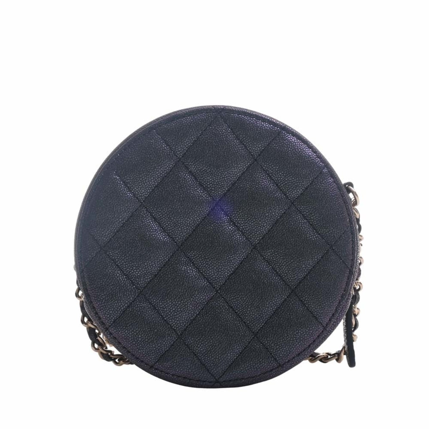 Luxury Chanel Caviar Skin Matelasse Coco Mark Chain Shoulder Bag Metallic Women's