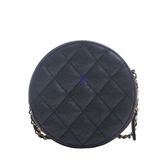 Luxury Chanel Caviar Skin Matelasse Coco Mark Chain Shoulder Bag Metallic Women's