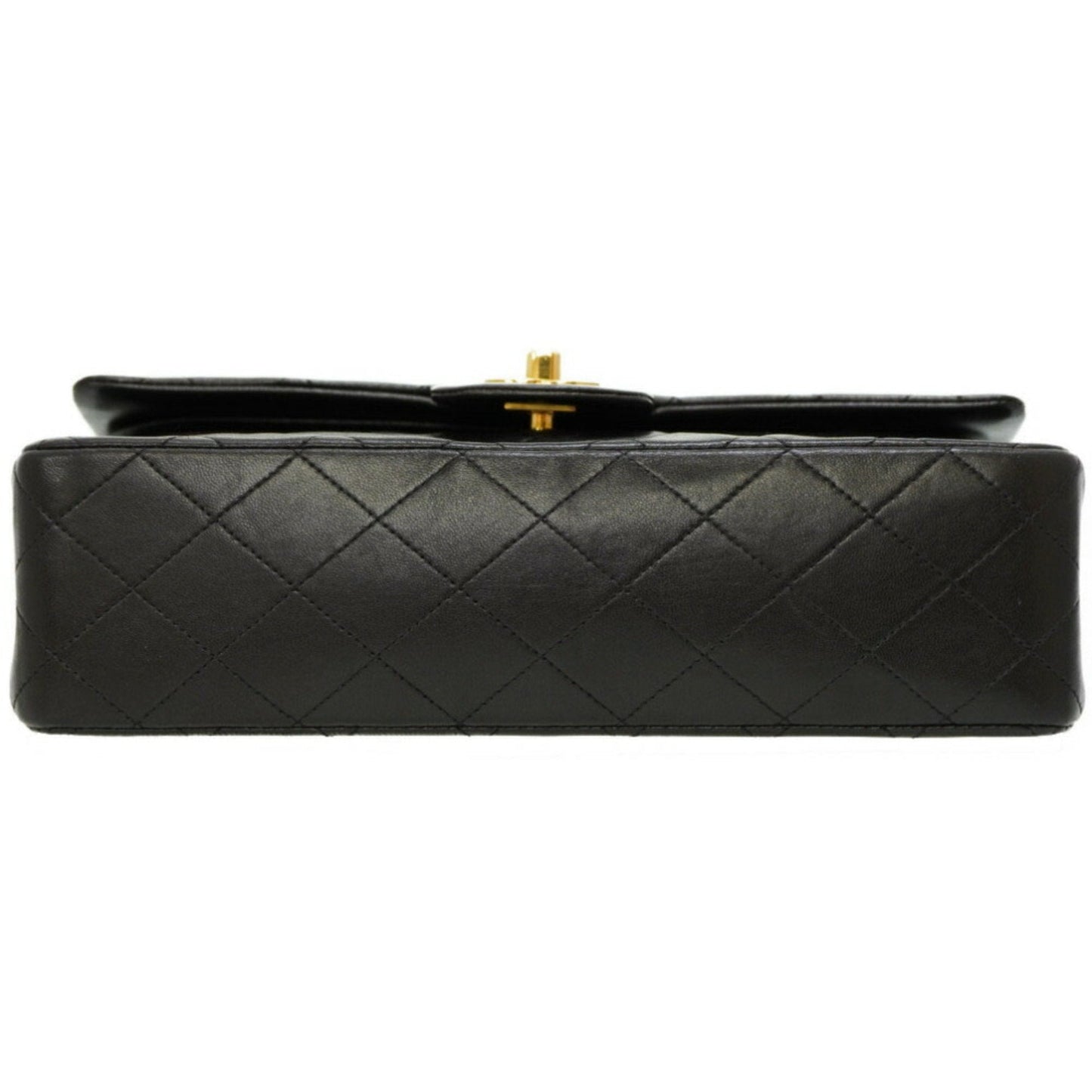 Chanel Matelasse 25 W Flap Chain Shoulder Bag Lambskin Leather Black