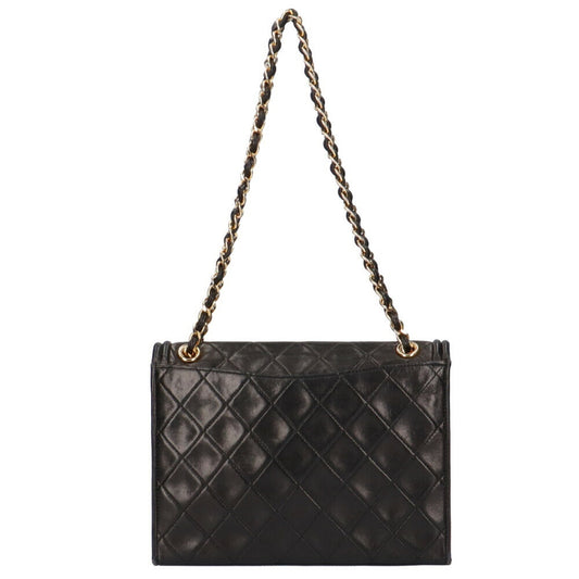 Luxury Chanel chain matelasse shoulder bag lambskin black ladies