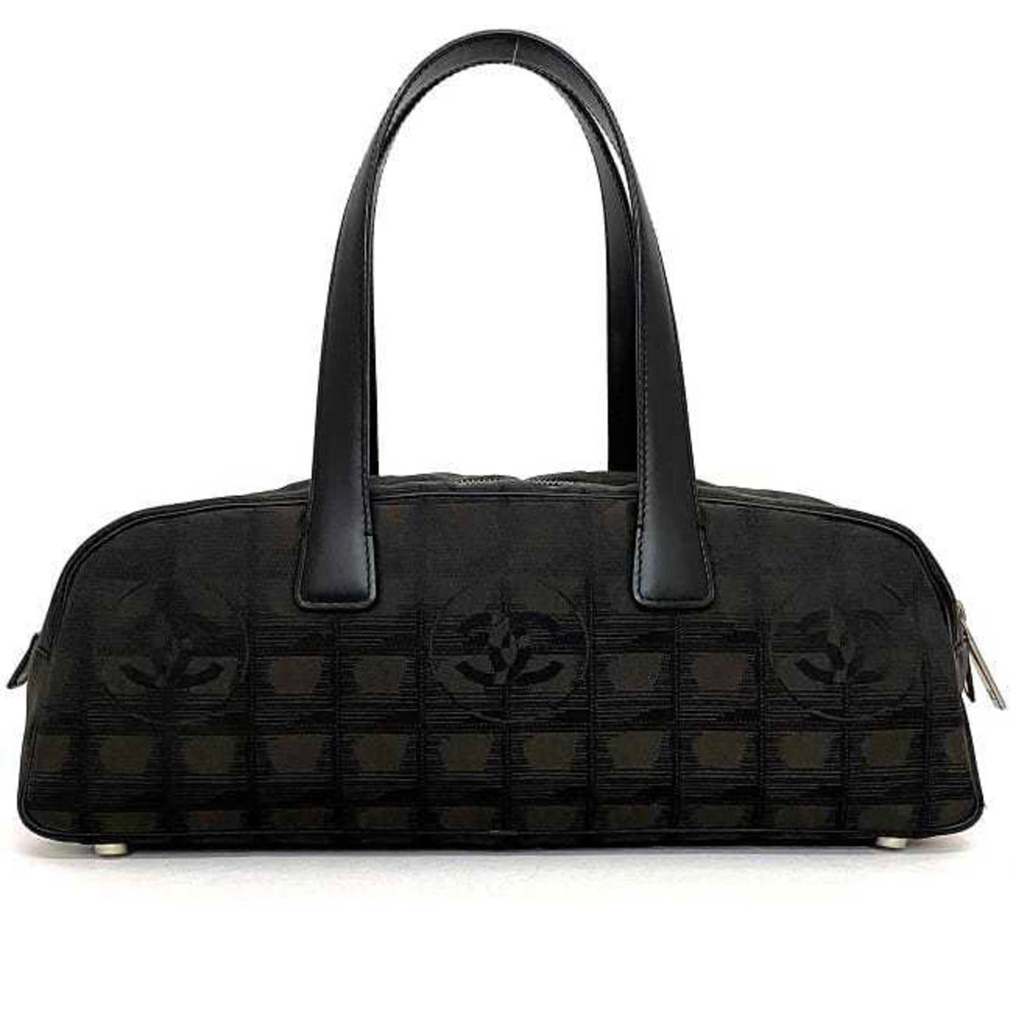 Luxury Chanel Boston Bag Brown Black New A15828 Cocomark Nylon Leather 10th  Nutra Line Handbag