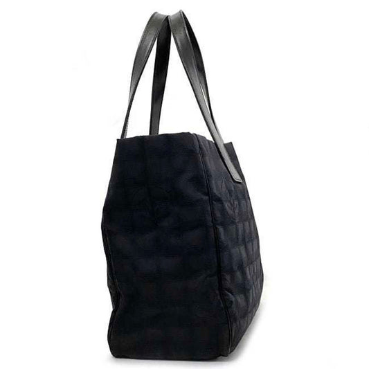 Luxury Chanel MM Black New A15991 Nylon Leather 9th  Nutra Coco Mark Women's Tote Handbag