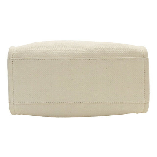 Luxury Chanel Bag Deauville Women's Handbag Shoulder 2way Canvas MM Ivory
