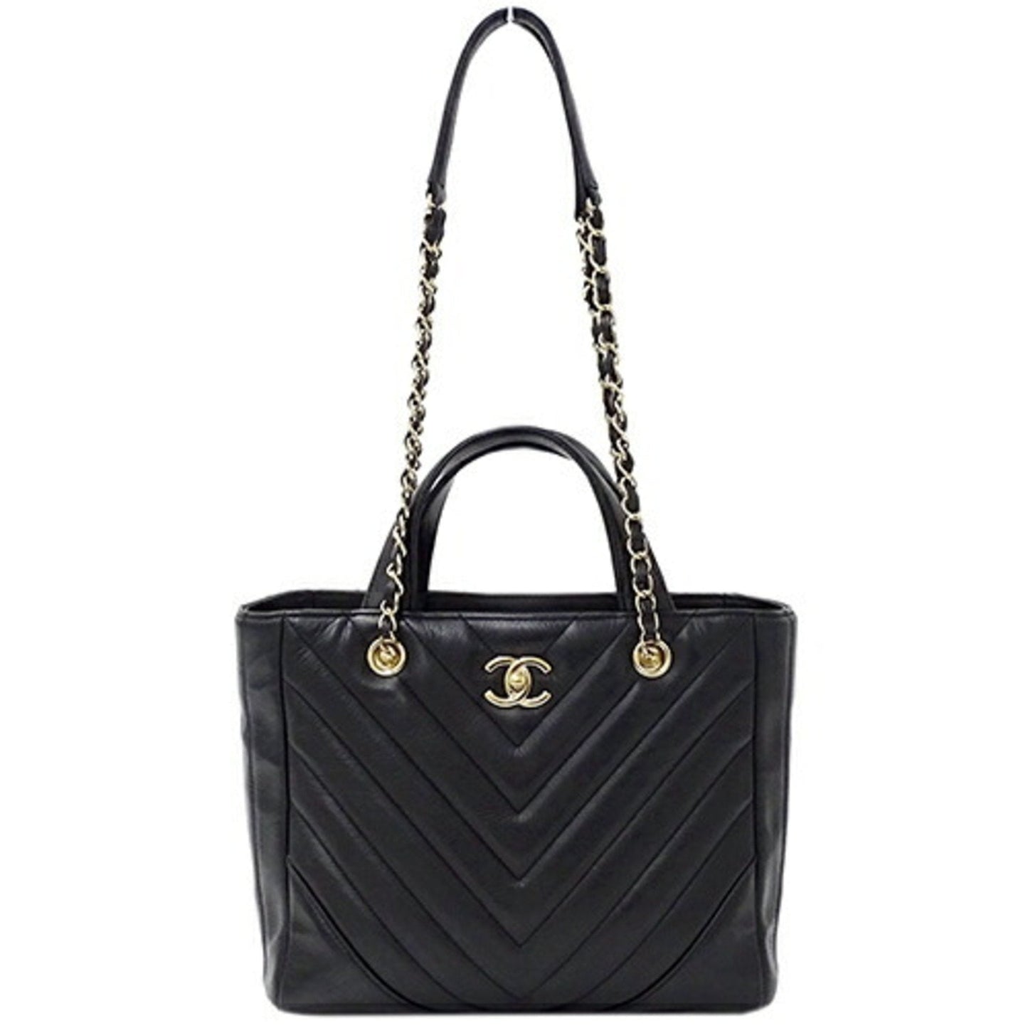 Luxury Chanel bag V stitch Lady's handbag shoulder 2way lambskin black
