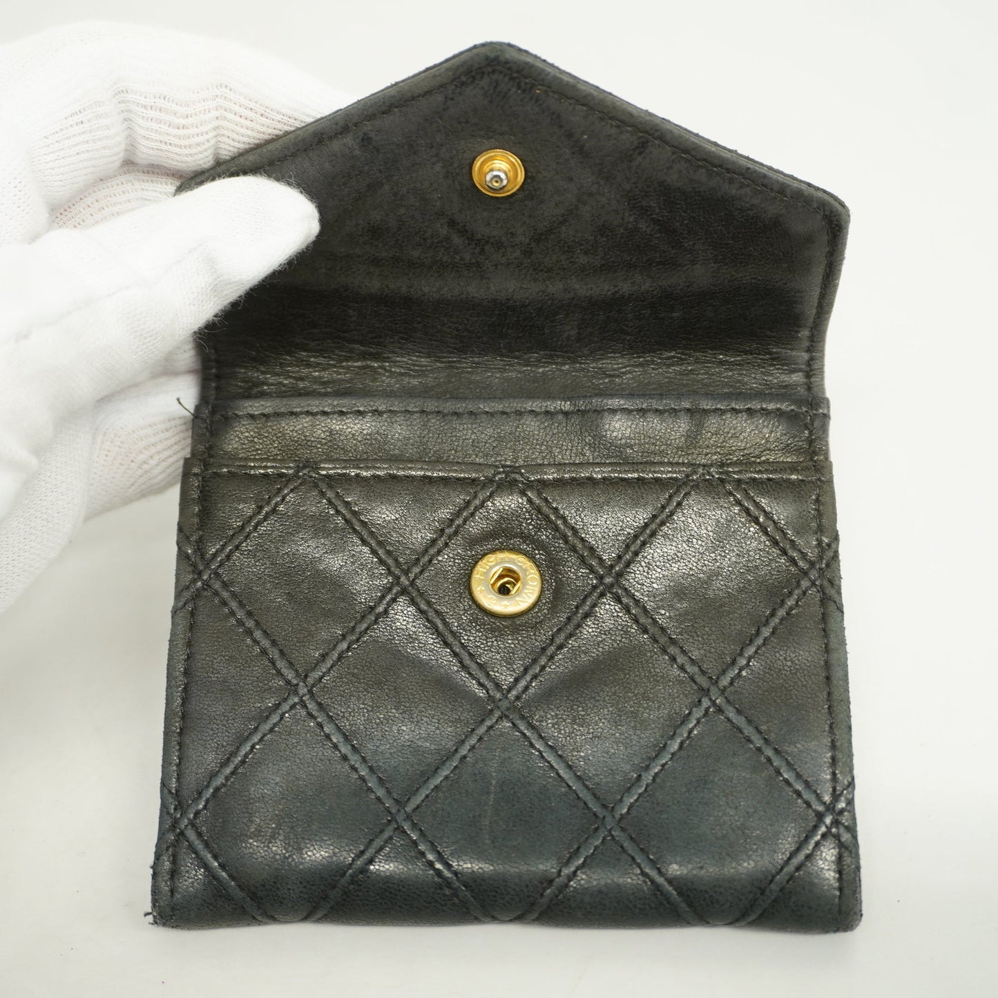 CHANEL  Bicolor Gold Metal Fittings Lambskin Coin Purse/coin Case Black