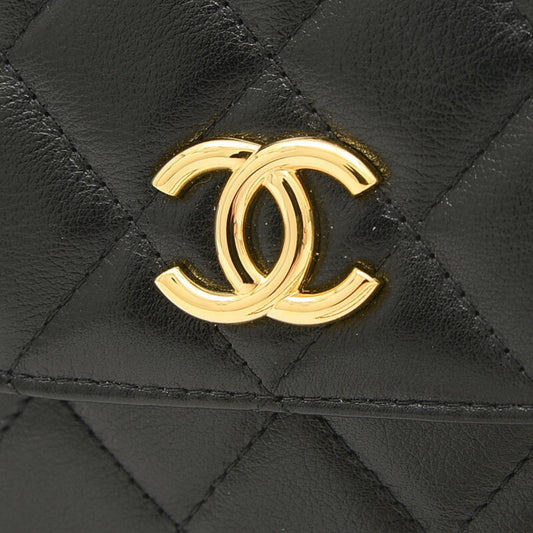 Luxury Chanel Matelasse Chain Shoulder Smartphone Case 2Way Bag Leather Black AP3367