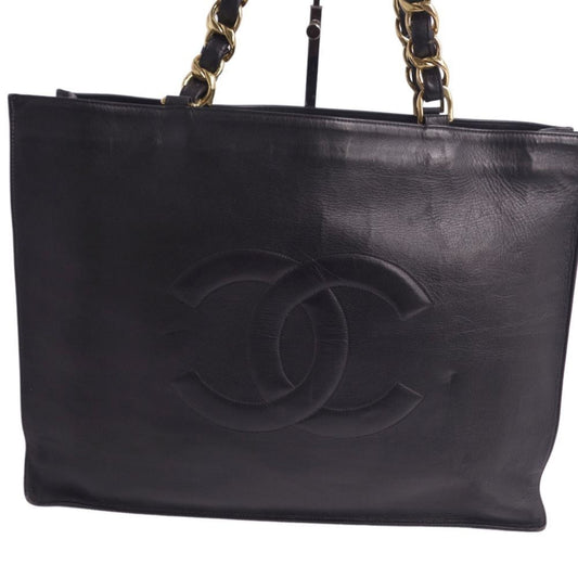Luxury Chanel bag tote shoulder here mark chain lambskin ladies black