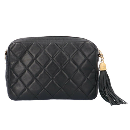 Luxury Chanel Chain Shoulder Bag Lambskin Black Women's