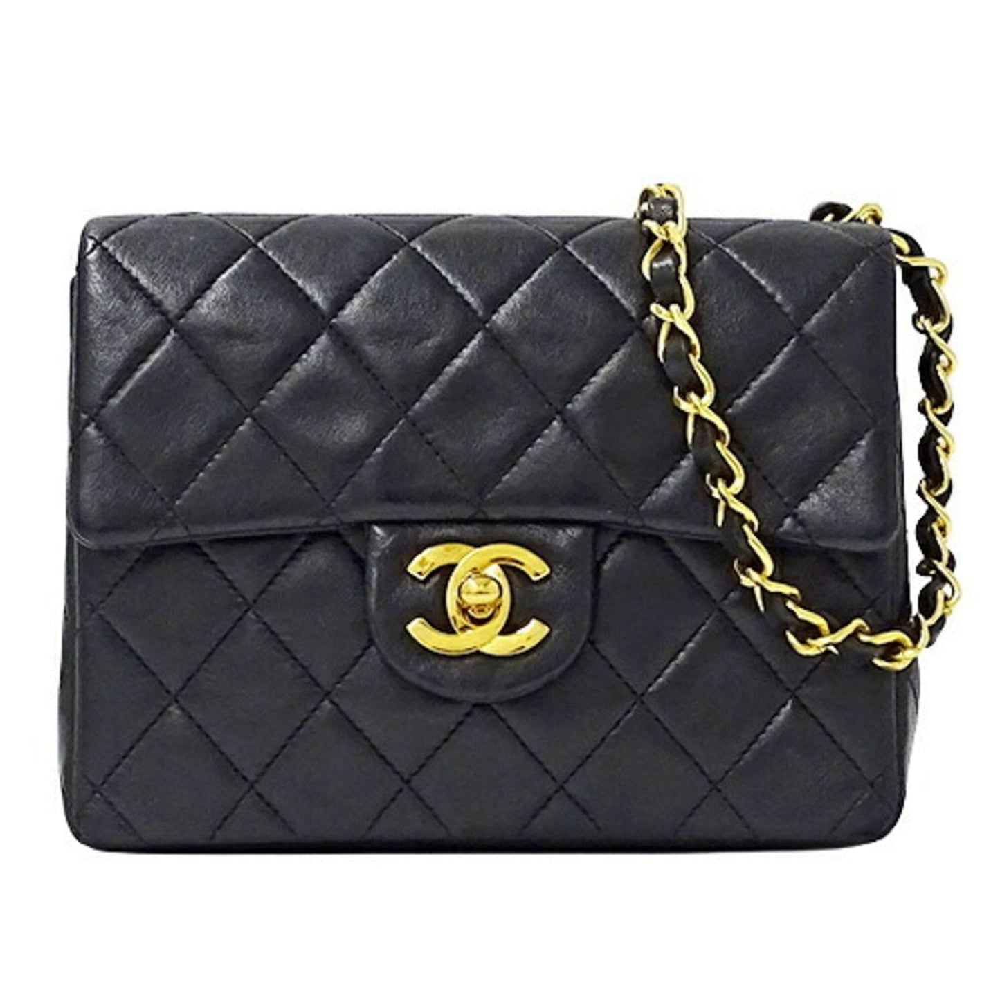 Luxury Chanel bag matelasse lady's shoulder chain lambskin black