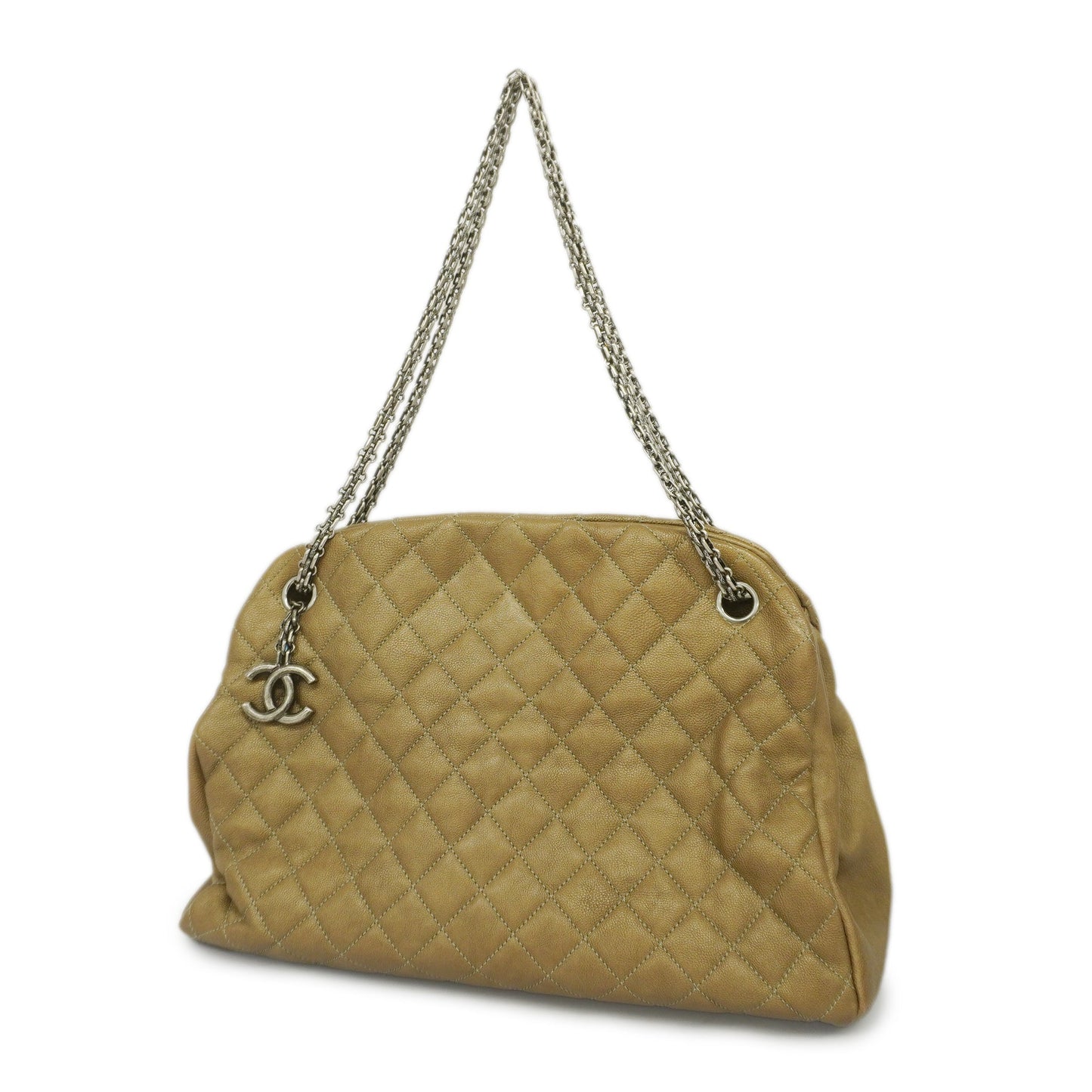Luxury Chanel  Matelasse Chain Shoulder Women's Leather Shoulder Bag Khaki