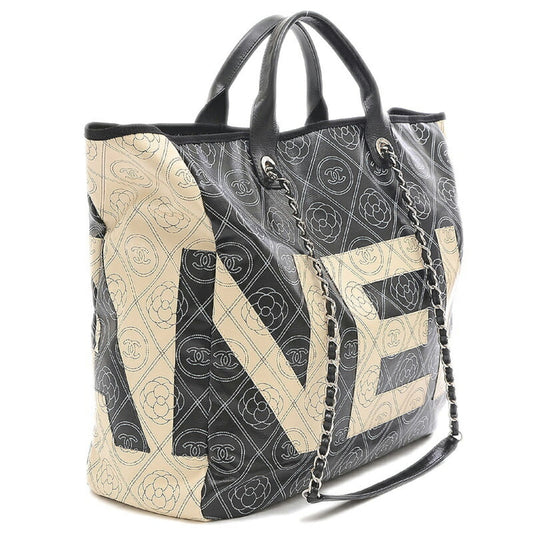 Luxury Chanel Camellia Large Tote Bag Coated Canvas Black/White A57161