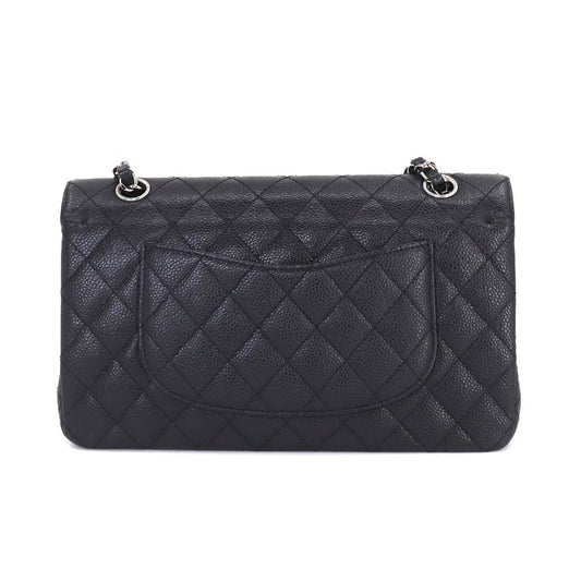 Luxury Chanel Matelasse 25 Chain Shoulder Bag Caviar Skin Black A01112 Silver Hardware Coco Mark
