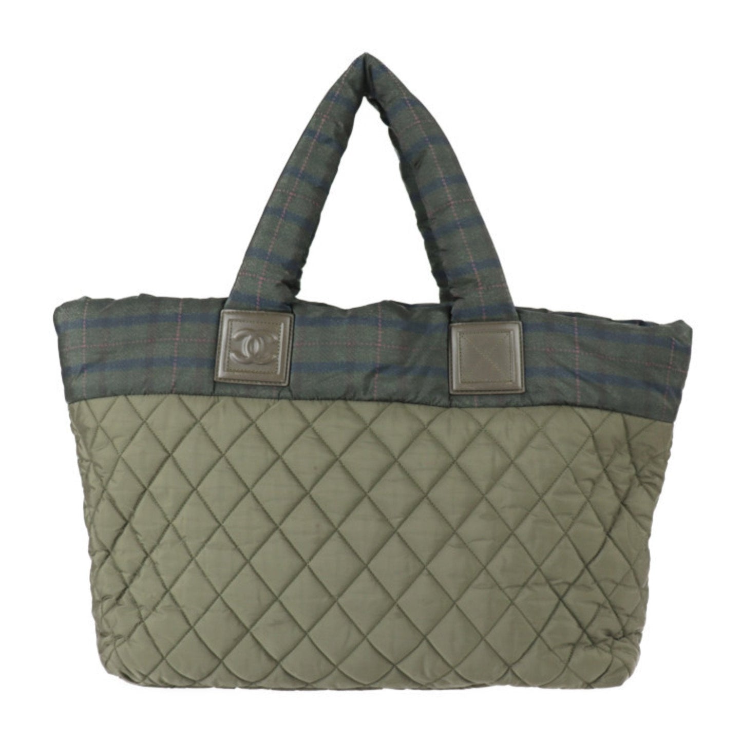 Luxury Chanel Coco Coon Tote GM Bag A48611 Nylon Leather Olive Green Silver Hardware Handbag 18 Series