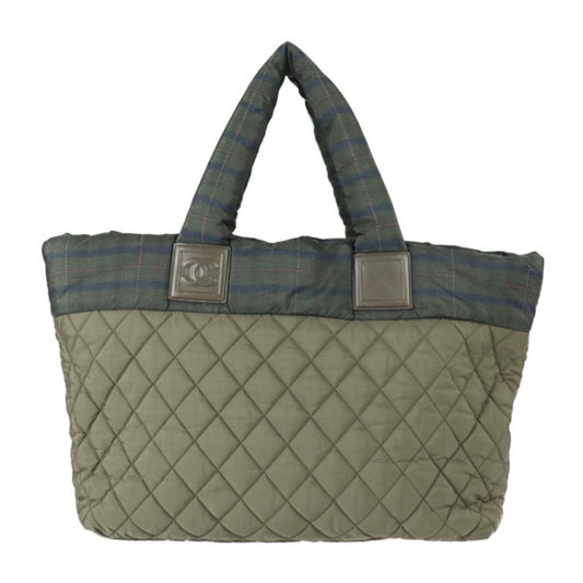 Luxury Chanel Coco Coon Tote GM Bag A48611 Nylon Leather Olive Green Silver Hardware Handbag 18 Series