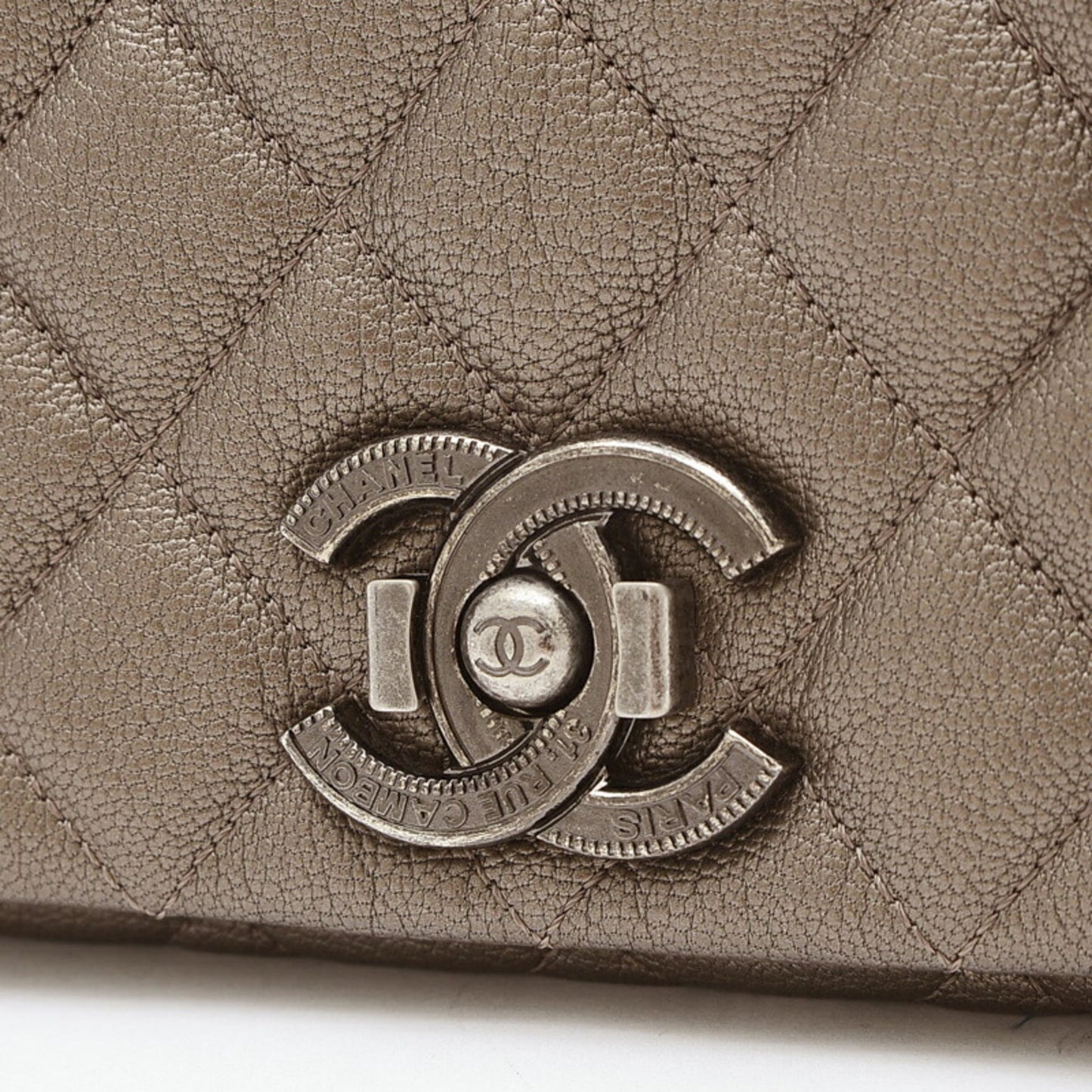 Luxury Chanel matelasse chain shoulder bag leather gray gunmetal fittings A93017