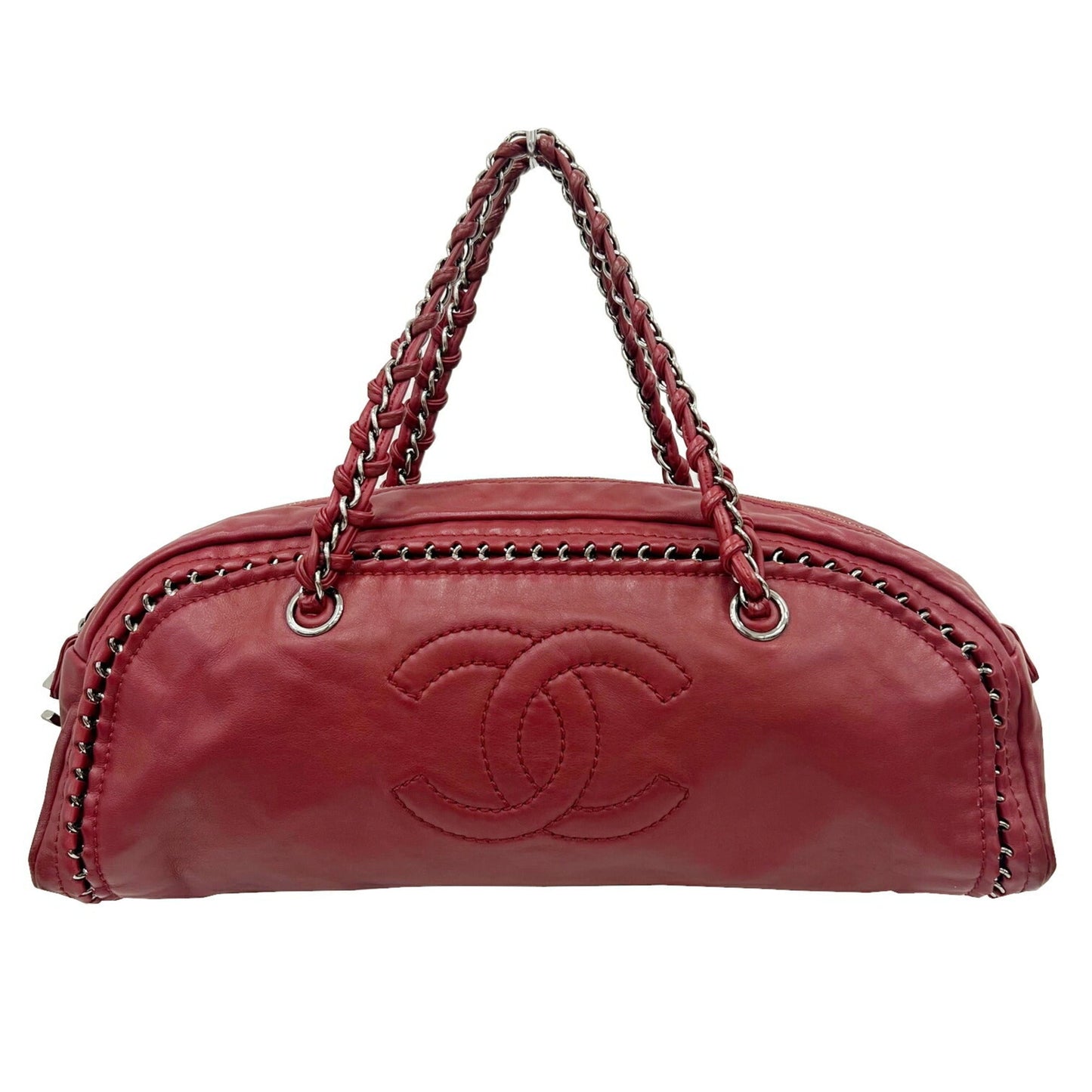 Luxury Chanel Luxury Line Bowling Bag Chain Shoulder Coco Mark Handbag A31575 Ladies Bordeaux 10s