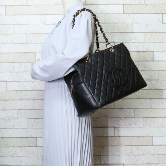 Luxury Chanel chain matelasse shoulder bag caviar skin black ladies
