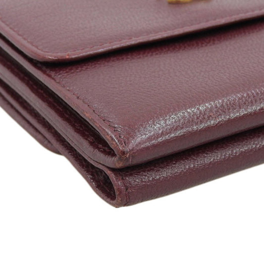 Luxury Chanel Leather Cocomark Trifold Wallet Bordeaux Ladies