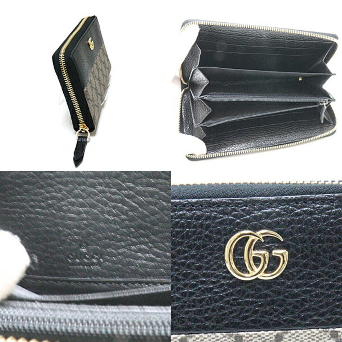 Luxury Gucci GG Marmont zip around round long wallet double G 456117 17WAG 1283