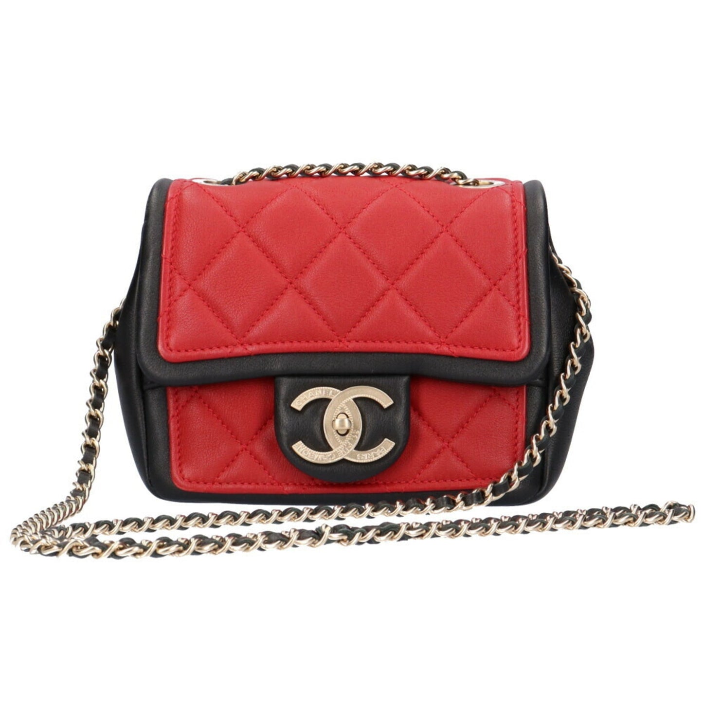 Luxury Chanel chain matelasse shoulder bag lambskin red ladies