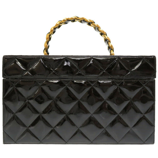 Luxury Chanel Matelasse Enamel Black Cocomark Turnlock Vanity Bag