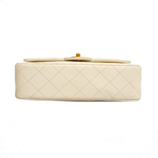 CHANEL  Matelasse W Flap W Chain Women's Leather Shoulder Bag White