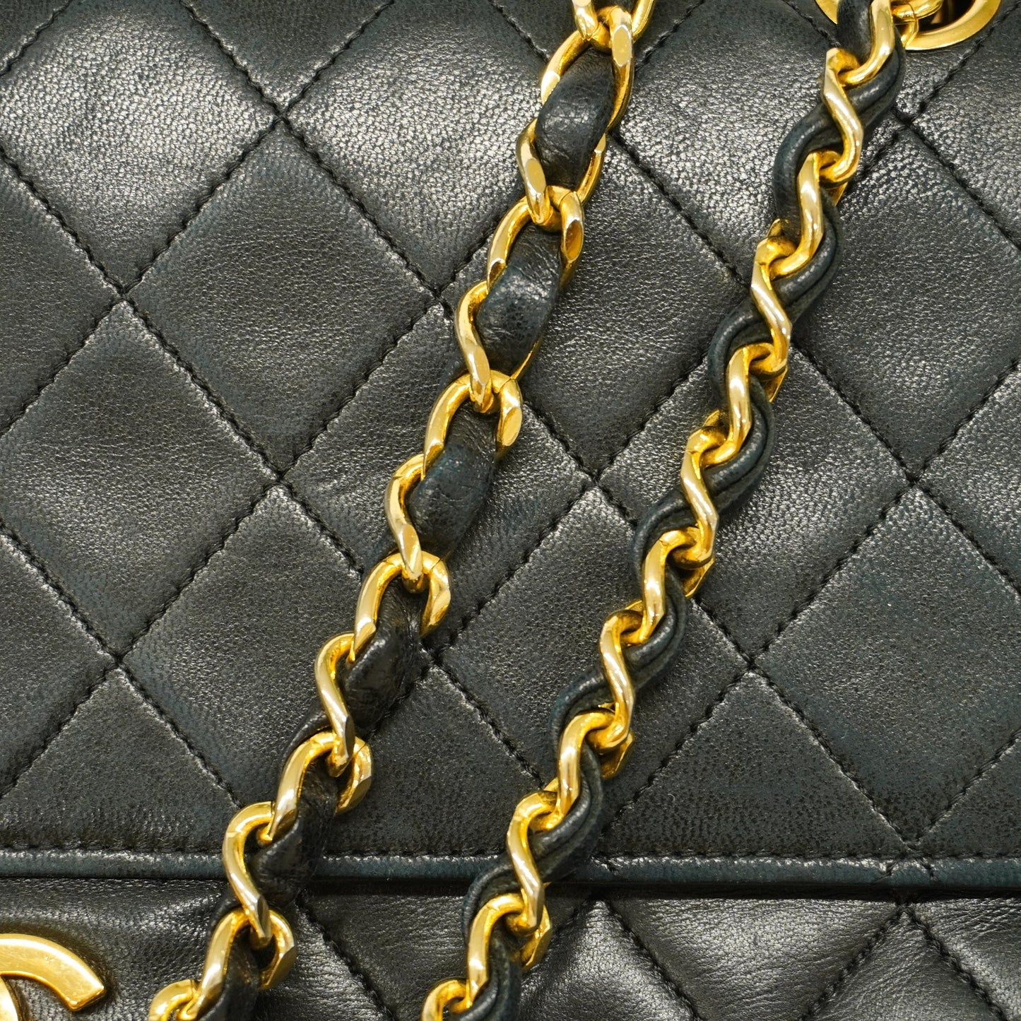 CHANEL  Matelasse W Flap W Chain Women's Leather Shoulder Bag Black