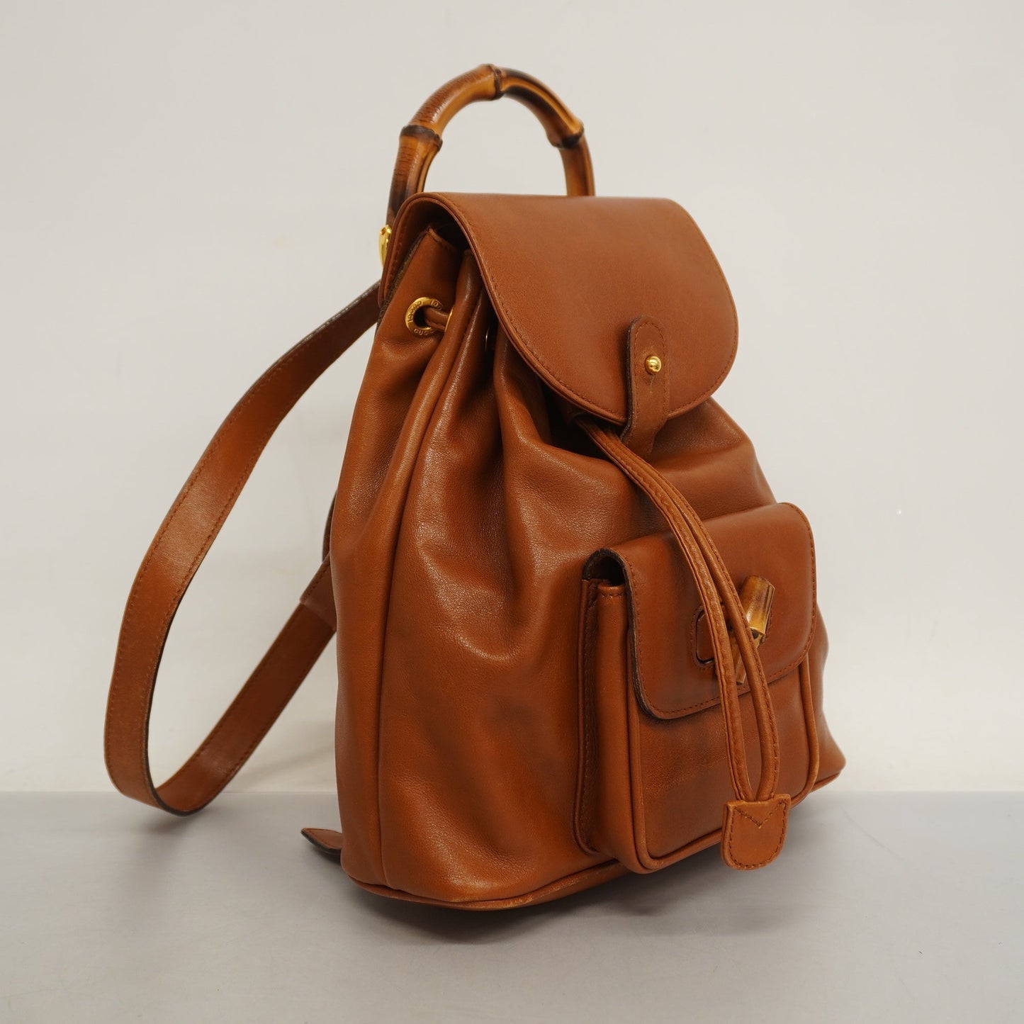 Luxury Gucci  Bamboo Rucksack 003 1705 0030 Women's Leather Backpack Brown