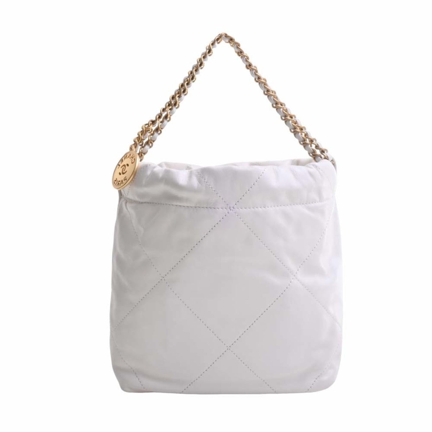 Luxury Chanel Leather 22 Handbag Chain Shoulder Bag White Ladies