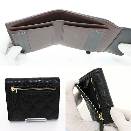 Luxury Chanel Matelasse Classic Small Flap AP0231 Caviar Skin 3 Fold Wallet Box