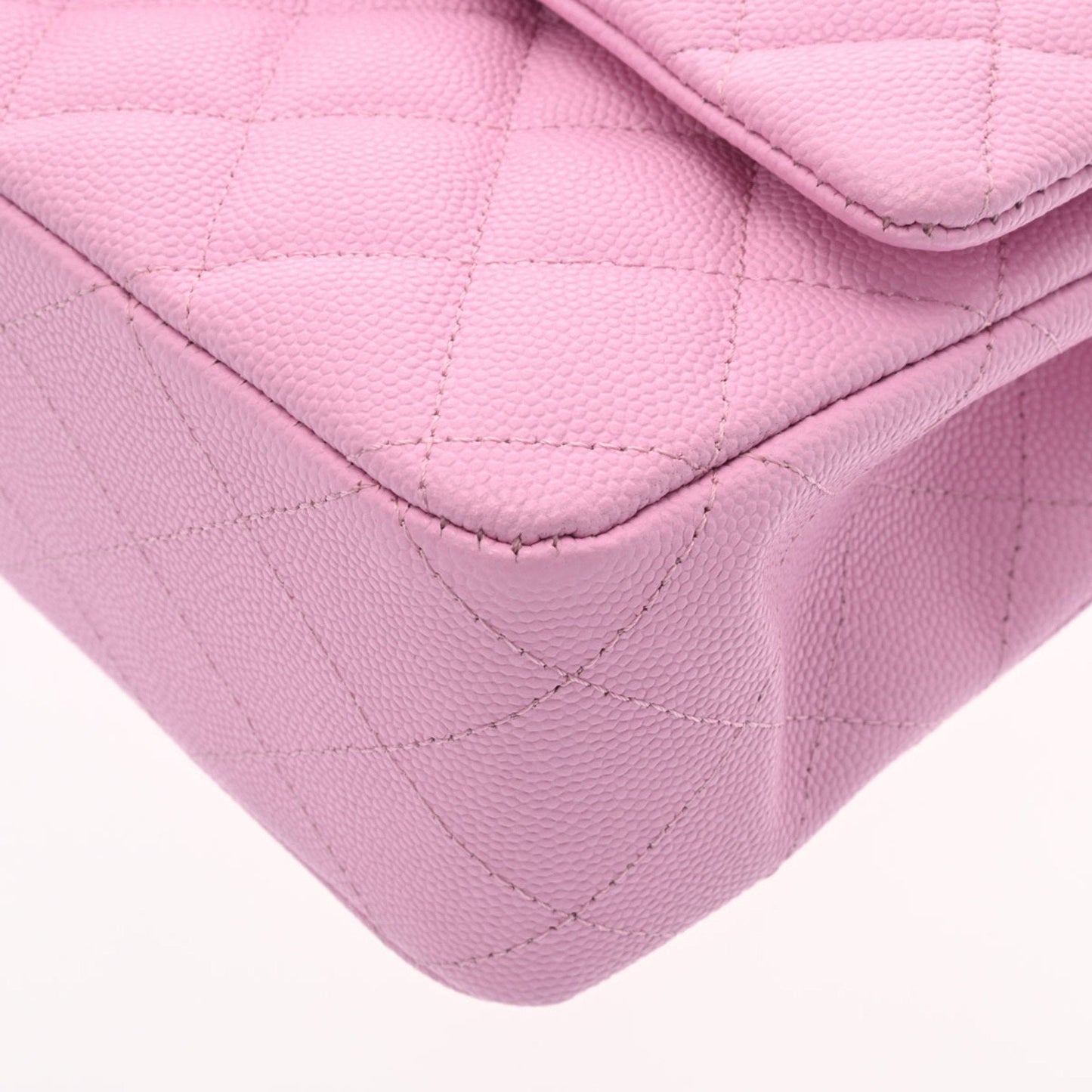 CHANEL matelasse W flap chain shoulder 25 pink ladies caviar skin bag