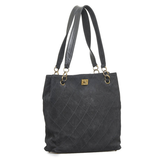 Luxury Chanel coco mark handbag tote bag black leather ladies