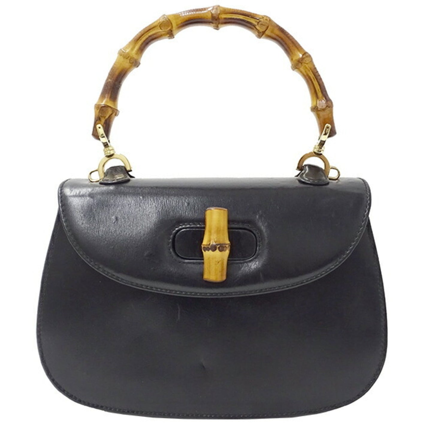 Luxury Gucci Bag Women's Bamboo Handbag Shoulder 2way Leather Black 000 2046 0188
