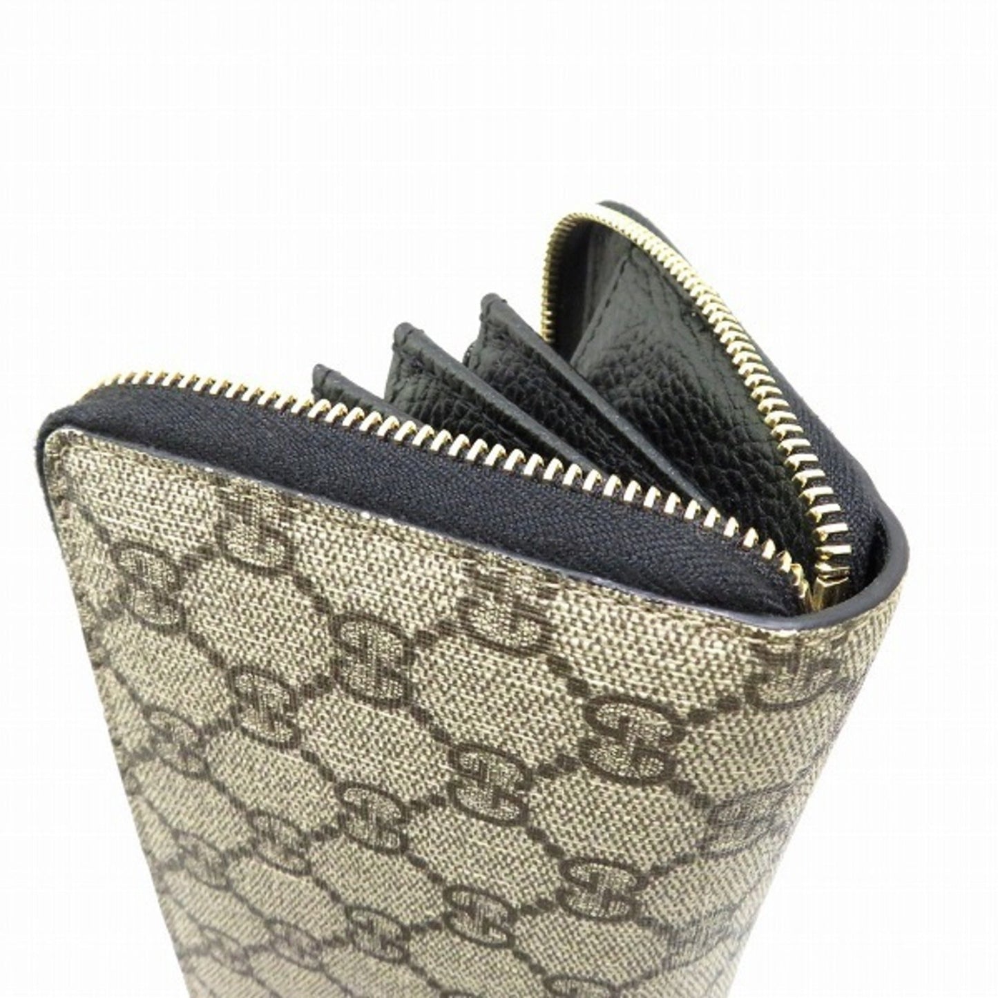 Luxury Gucci GG Marmont 456117 Black Round Zipper Long Wallet Ladies