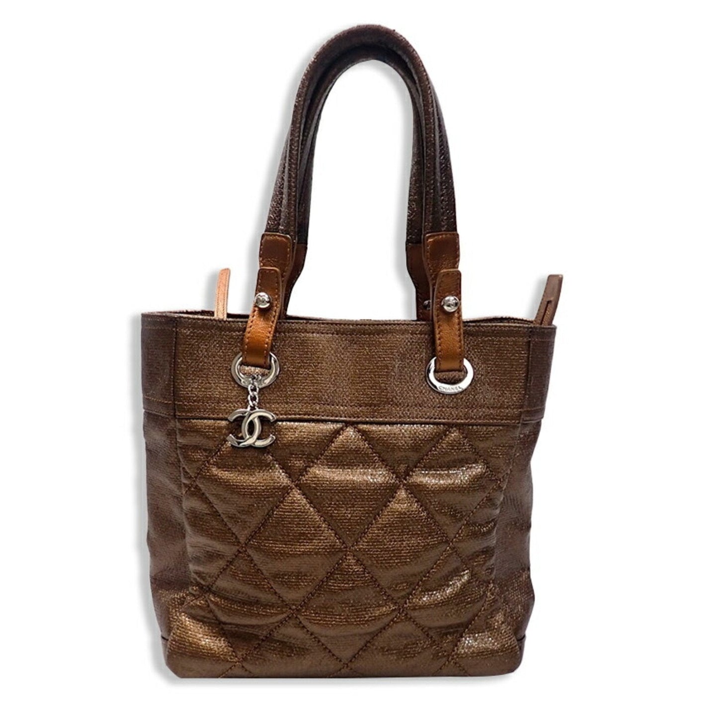 Luxury Chanel Paris Biarritz coated canvas hand tote bag