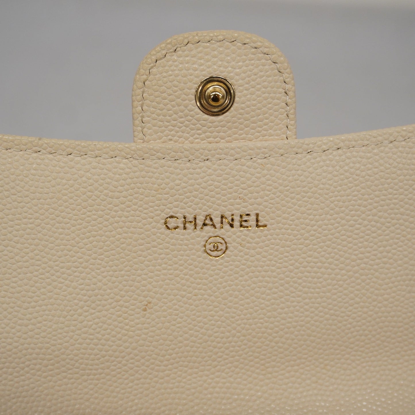 Luxury Chanel  Matelasse Long Wallet [bi-fold] Gold Hardware Caviar Leather Ivory