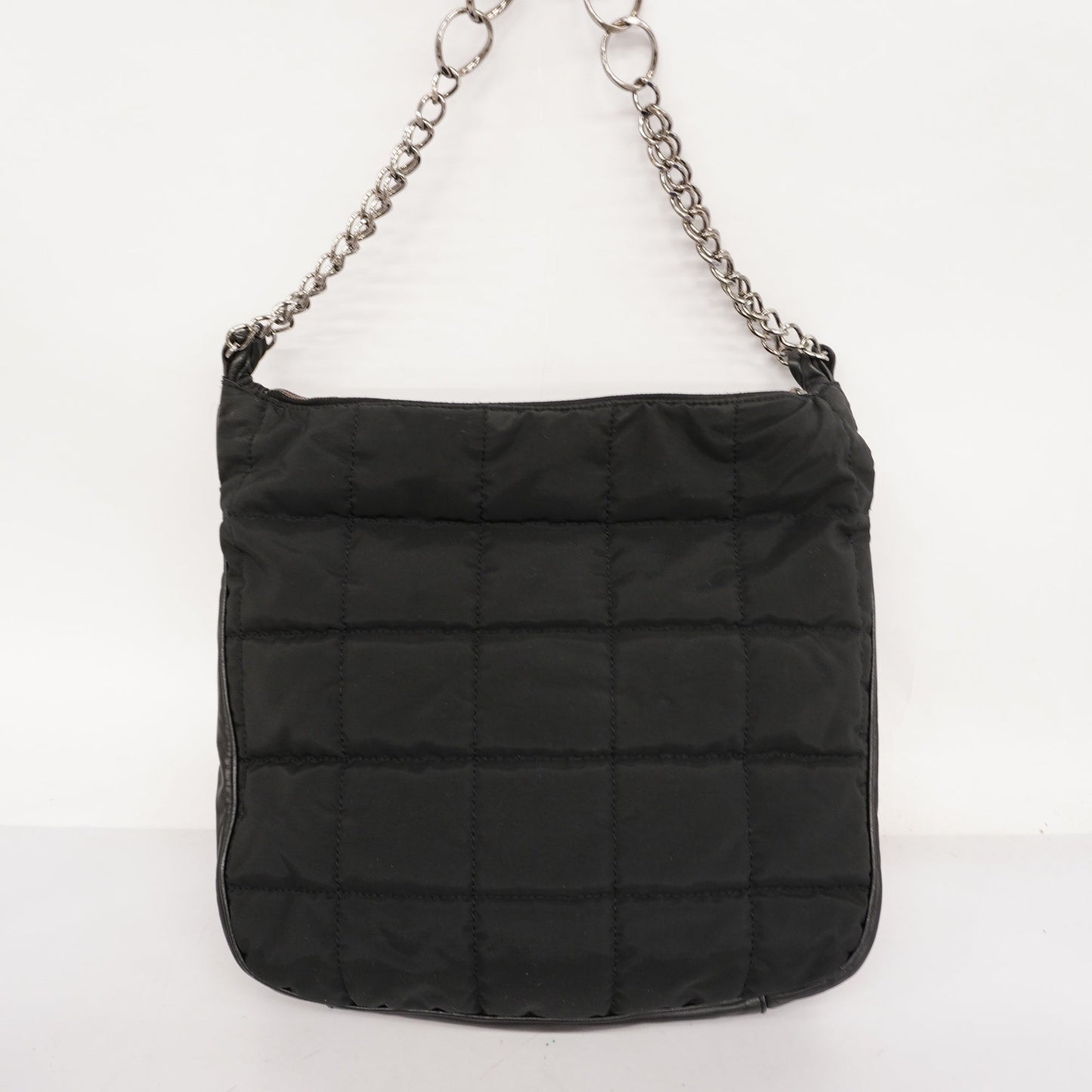 CHANELAuth  Chocolate Bar Chain Shoulder Women's Nylon Shoulder Bag Black