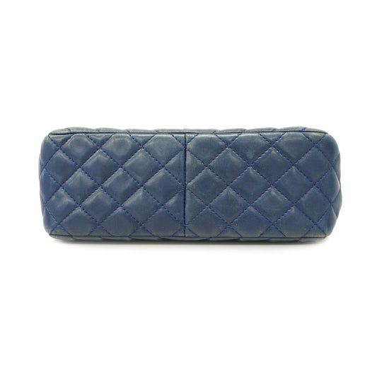 CHANEL  V Stitch W Flap W Chain Women's Leather Shoulder Bag Blue