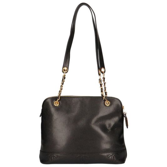 Luxury Chanel Chain Triple Coco Shoulder Bag Caviar Skin Black Women's
