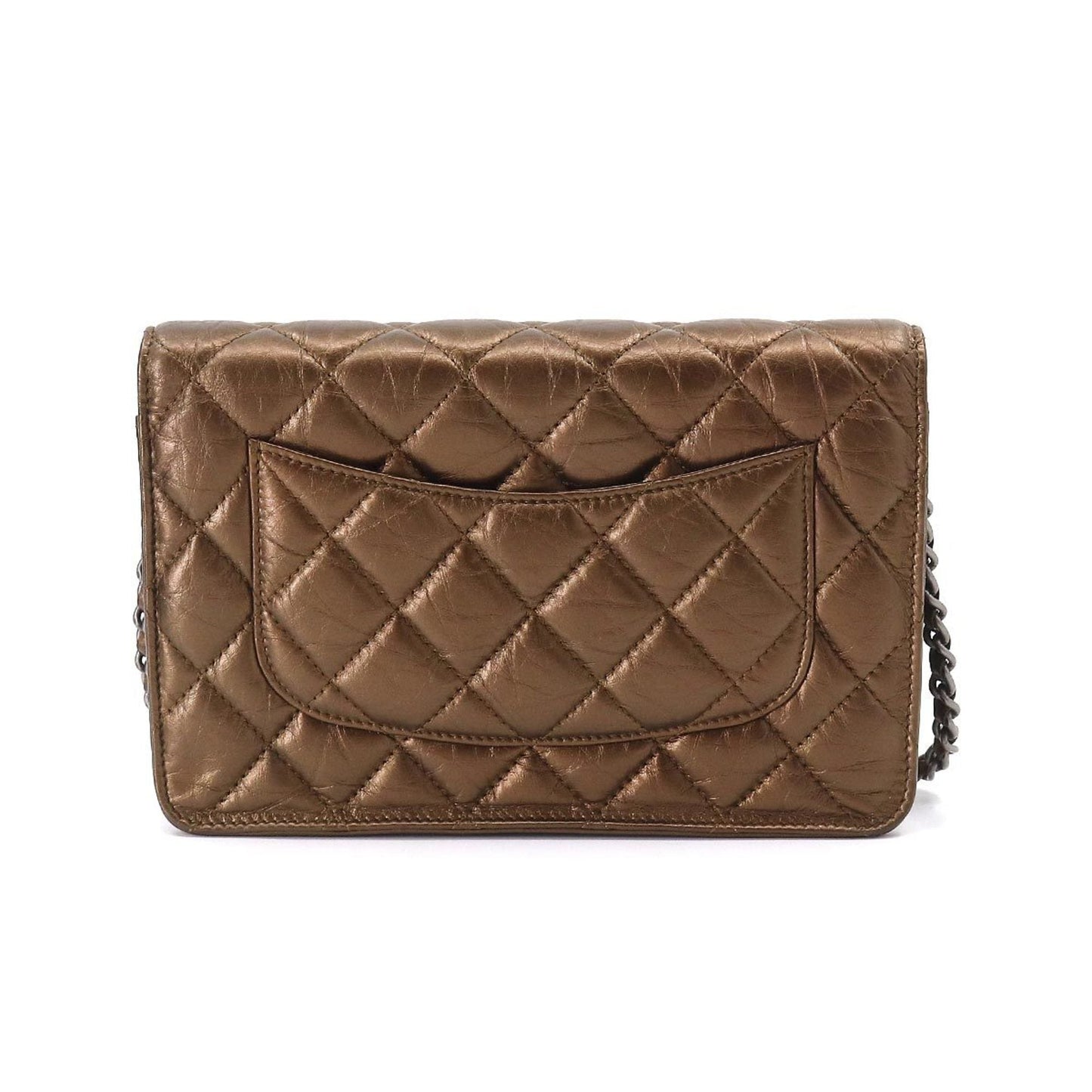 Luxury Chanel 2.55 Chain Wallet Long Leather Bronze Vintage Silver Hardware