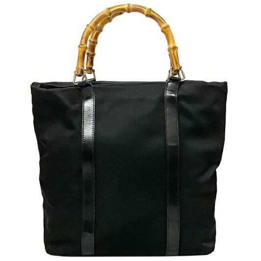 Luxury Gucci Tote Bag Black Bamboo 000 1998 0508 Handbag Canvas Leather Luxury Gucci Bucket Ladies