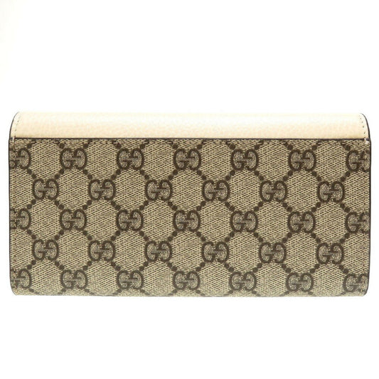 Luxury Gucci GG Marmont 456116 Continental Supreme Leather Beige White Bifold Long Wallet